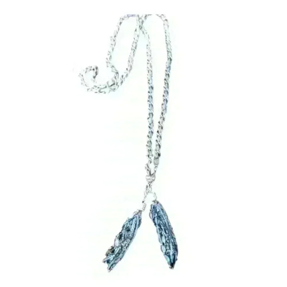 Women's beautiful silver and blue tassel necklace - Picture 1 of 5